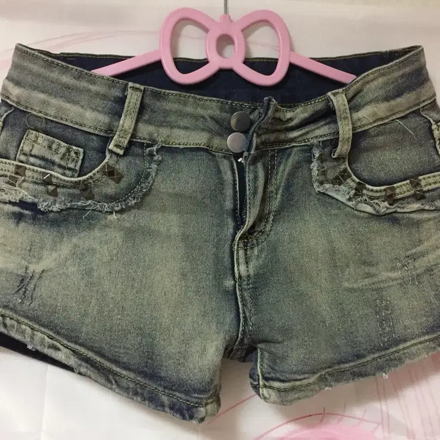 [BUNJANG] SHEIN ZING Point Washing Denim Shorts XS/S / 쉬인 징 포인트 워싱 데님 숏팬츠