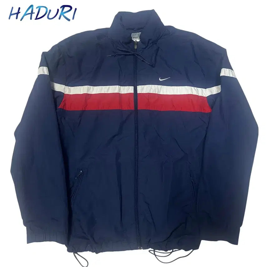 [BUNJANG] Nike 00s White Red Sideline Windbreaker Navy 105 / 나이키 00s 화이트 레드 사이드라인 네이비바람막이 105