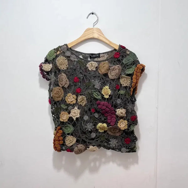 [BUNJANG] Japan Brand Knit Texture Top (Women's L) / Japan brand 일본 브랜드 뜨개 텍스처 탑 (여성L)