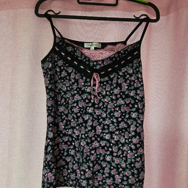 [BUNJANG] Vintage Sleeveless Flower Lace Dress - Japanese Gyaru Princess Style / 빈티지 슬리브리스 민소매 나시 갸루 공주풍 러블리 플라워 레이스 일본