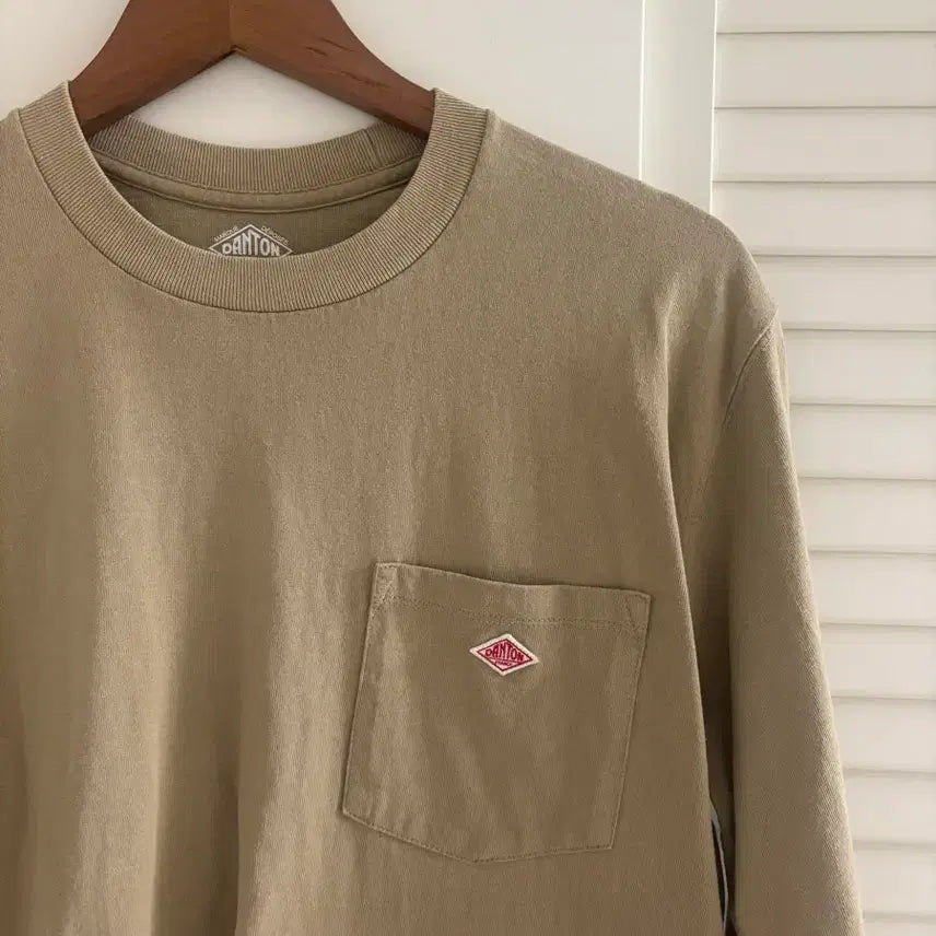 [BUNJANG] DANTON Long Sleeve Pocket T-Shirt Top Khaki / 단톤 DANTON 긴팔 포켓 티셔츠 토프카키 42 (공용가능)