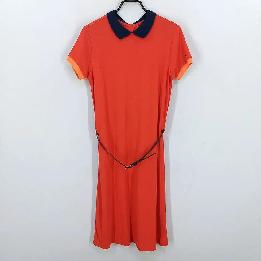 [BUNJANG] Tommy Hilfiger Women's Summer Lightweight Short-Sleeve Dress - Coral Red, XS / 타미힐피거 여성 여름 홑겹 반팔원피스 다홍XS (HU45870)