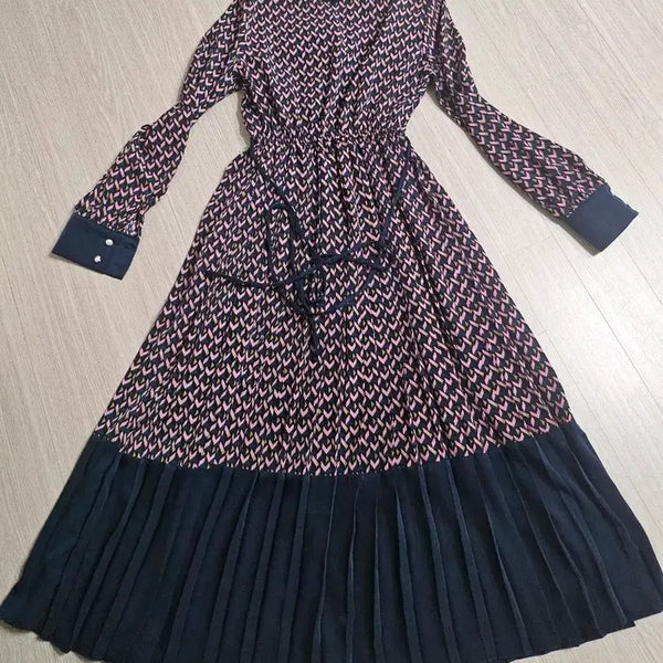 [BUNJANG] Chiffon Long Dress with Floral Print and Ruffles / 새상품)쉬폰 원피스 롱 나염 프릴