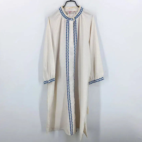 [BUNJANG] 8seconds Embroidered Long Sleeve Dress Beige S / 에잇세컨즈 여성 여름 자수 홑겹 긴팔원피스 베이지S (HU45871)