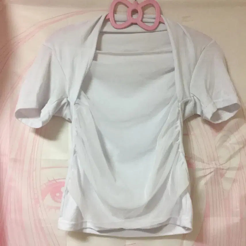 [BUNJANG] Short Sleeve Wrap Top - White / 에이블리 지그재그 반팔 랩 탑