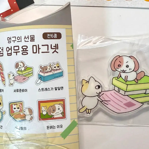 [BUNJANG] Myoong & Meongg Random Magnet / (원가양도) 묘냥이와 멍구 팝업 랜덤 업무용 마그넷