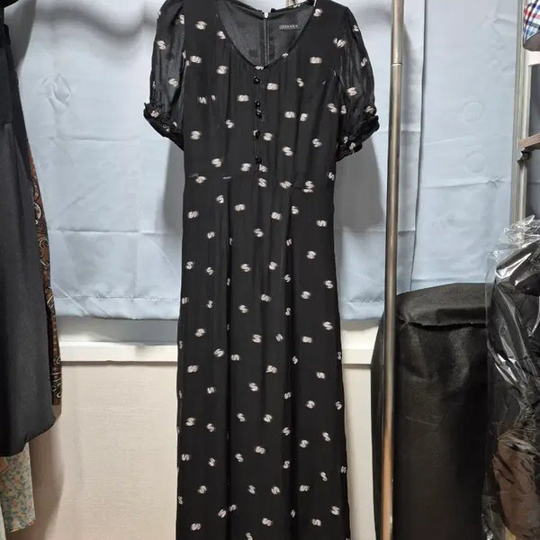 [BUNJANG] Sisley Long Black Patterned Dress / 시슬리 원피스