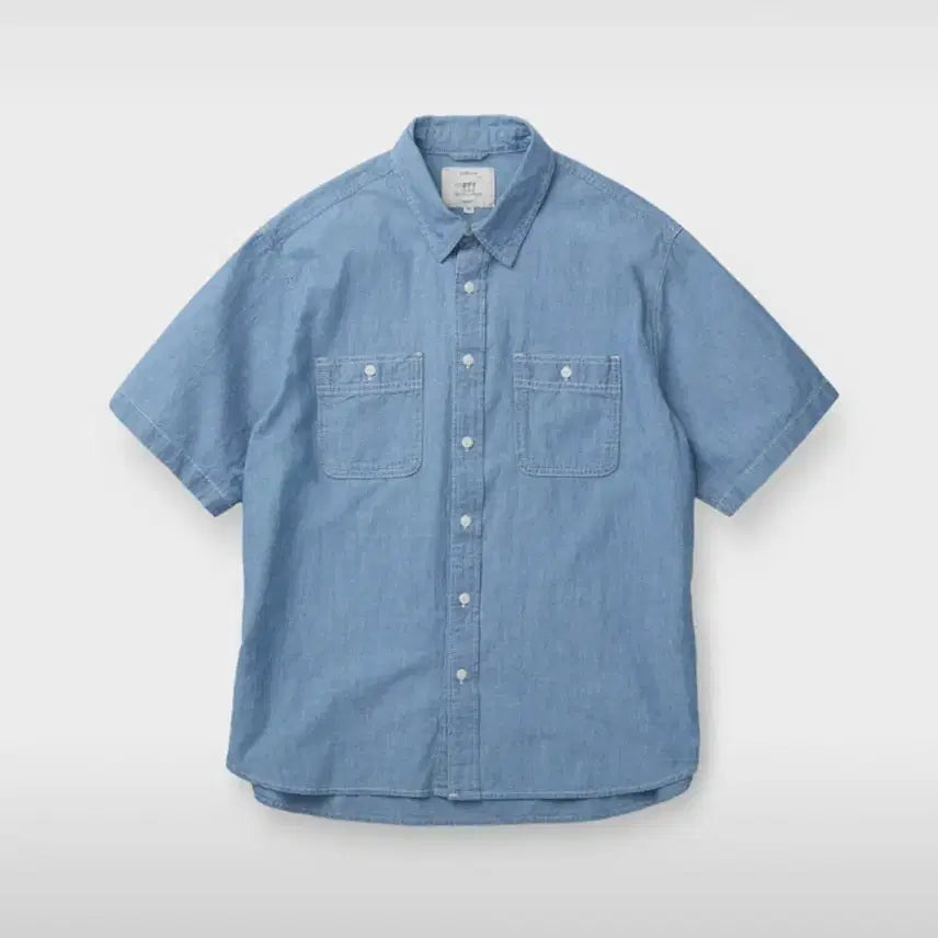 [BUNJANG] Henry Cotton Chambray Denim Short Sleeve Shirt Relaxed Fit / [L, 48] 헨리코튼 샴브레이 데님 반팔 셔츠 릴렉스 핏