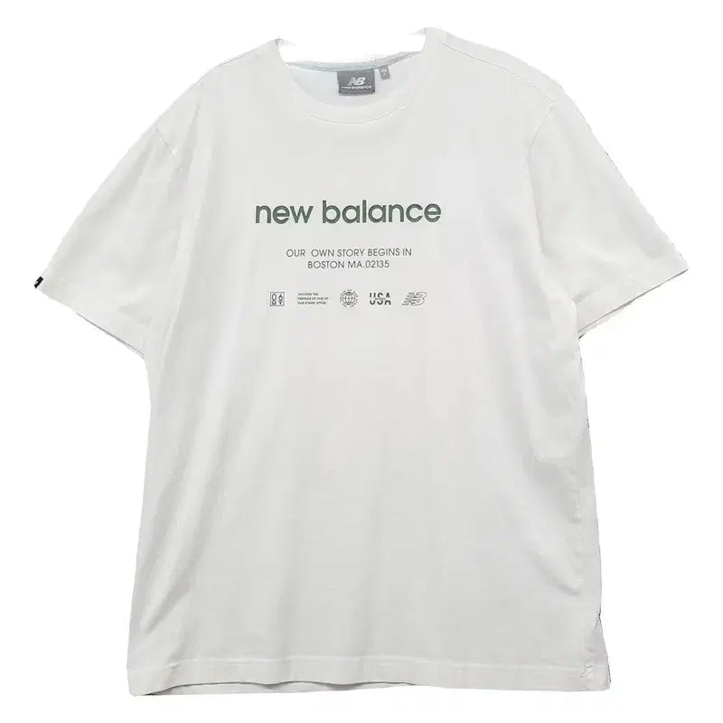 [BUNJANG] New Balance Printing White T-shirt L / 뉴발란스 프린팅 화이트 반팔티 100 L