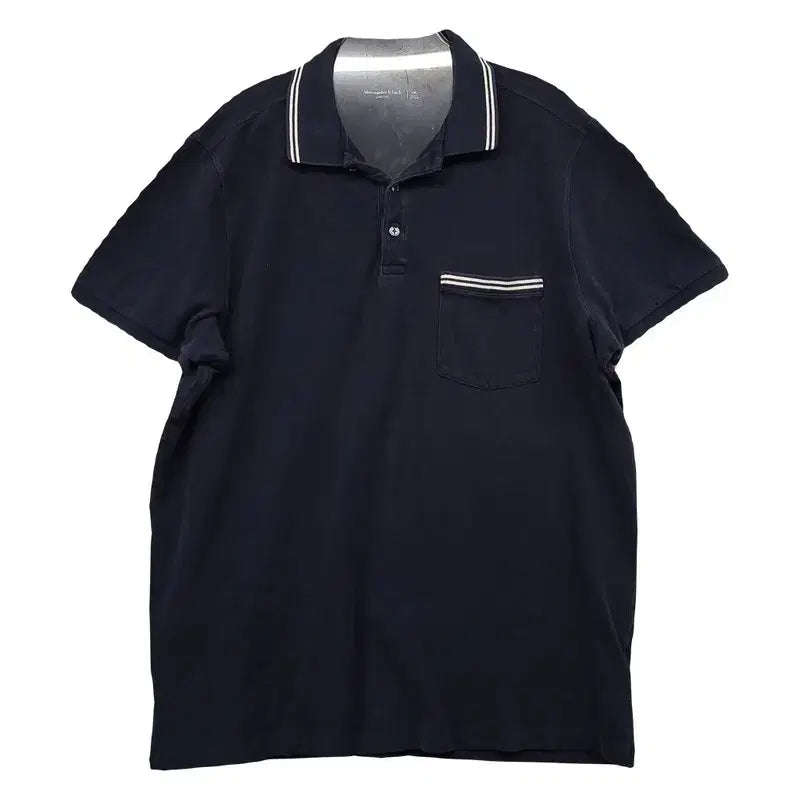 [BUNJANG] Abercrombie & Fitch Navy Short Sleeve Polo Shirt XXL / 아베크롬비 네이비 반팔 카라티 XXL