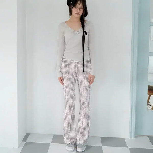 [BUNJANG] SHAKIRI Sherry Ribbon Top Light Gray / 샤키리 SHAKIRI Sherry Ribbon Top (새상품)