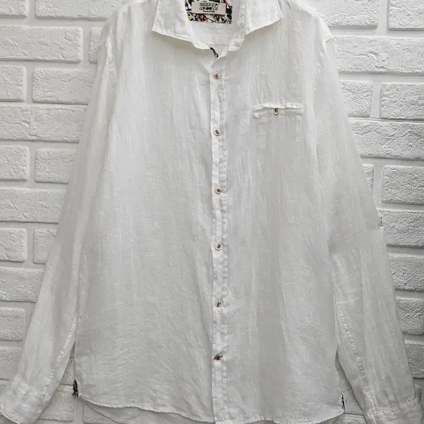 [BUNJANG] SEEKER GROOVE 100% Linen White Shirt / A4786  마 100% 화이트셔츠(SEEKER GROOVE)