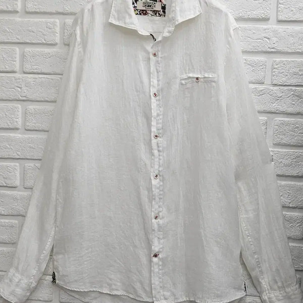 [BUNJANG] SEEKER GROOVE 100% Linen White Shirt / A4786  마 100% 화이트셔츠(SEEKER GROOVE)
