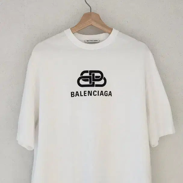 [BUNJANG] Balenciaga BB Logo Short Sleeve T-Shirt White / 발렌시아가 BB 로고 반팔티 화이트