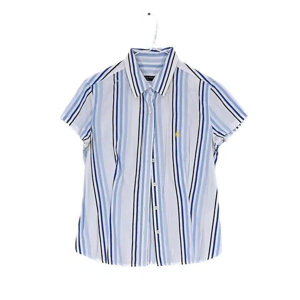 [BUNJANG] Beanpole Women's Classic Slim Fit Short Sleeve Shirt Striped / 빈폴 여성 클래식한 슬림핏 반팔셔츠 90 올드스쿨 스트라이프 00848