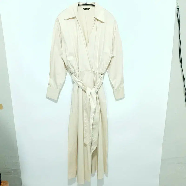 [BUNJANG] Massimo Dutti Poplin Shirt Wrap Dress / 마시모두띠 포플린 셔츠 랩 원피스 36_i4249