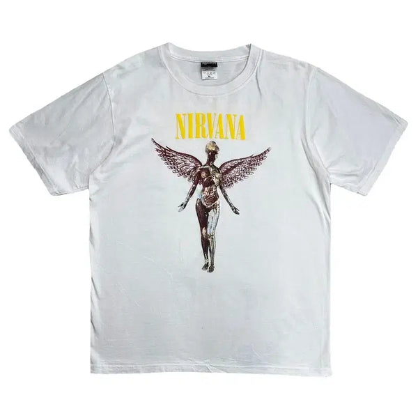 [BUNJANG] AGAINST Nirvana Angel Graphic T-Shirt White XL / AGAINST 너바나 엔젤그래픽 티셔츠 화이트 XL