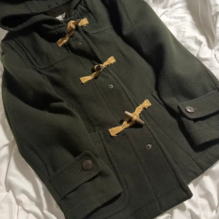 [BUNJANG] Dark Green Duffle Coat / 더플 코트 떡코 떡볶이 코트 짙은 녹색