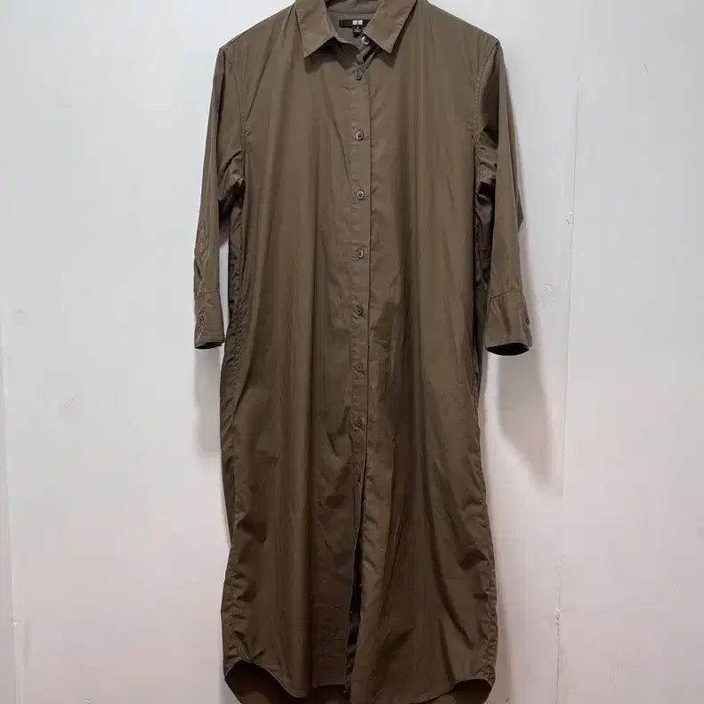 [BUNJANG] Uniqlo Olive Color Shirt Dress (Women's S-M) / Uniqlo 유니클로 올리브컬러 셔츠 원피스 (표기S / 여성S~M)