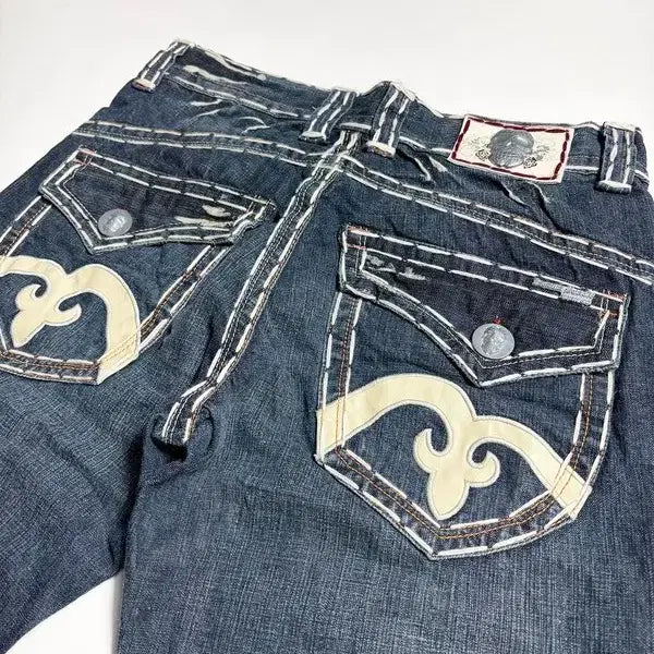 [BUNJANG] Laguna Beach 00s Y2K Punk Deadstock Stitch Embroidered Denim Pants / 라구나비치 00's Y2K 펑크 데드스탁 스티치 자수 데님팬츠 R2410