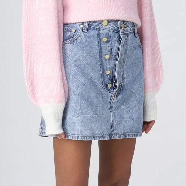 [BUNJANG] GANNI Washed Button Denim Mini Skirt / GANNI 워싱 버튼 데님스커트