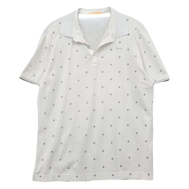 [BUNJANG] Louis Castel White Polka Dot Golf Short-Sleeve Polo Shirt / 루이까스텔 도트 화이트 골프 반팔 카라티 100