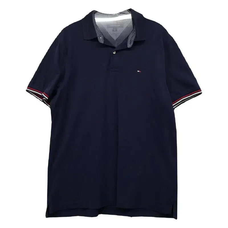 [BUNJANG] Tommy Hilfiger Navy Logo Short Sleeve Polo Shirt M / 타미힐피거 네이비 로고 반팔 카라티 M