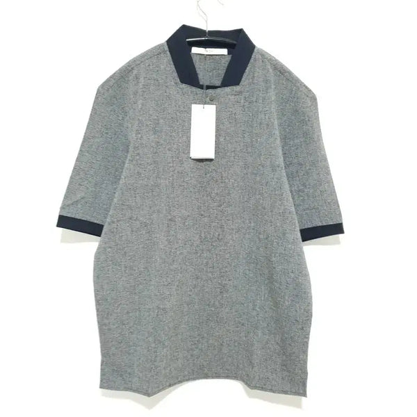 [BUNJANG] BON Colorblock Collarless Short-Sleeve Shirt / BON 우븐 배색 노카라 반팔 100_i4204