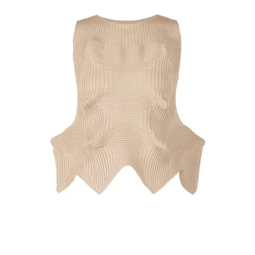[BUNJANG] Issey Miyake Linkage Sleeveless Top - Emu Beige, Size 2 / 이세이미야케 탑 링키지 탑 민소매 탑 에뮤 베이지 2사이즈