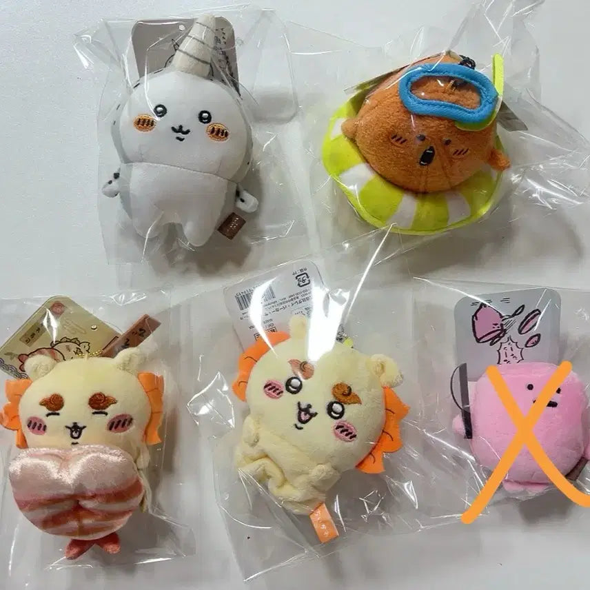 [BUNJANG] Nagano Market "Ichigo Whale", "Shisa", "Korokke" Plushie Keychain Set / 나가노마켓 일각고래 시사 고로케 등 재고판매 인형키링