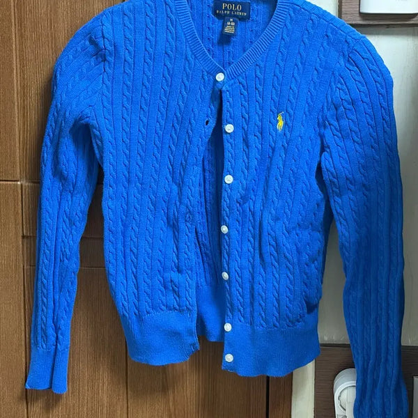 [BUNJANG] Polo Ralph Lauren Women's Cable Knit Cardigan Blue Pony Logo / 폴로 가디건