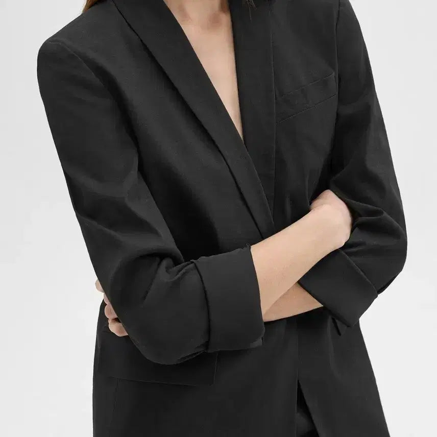 [BUNJANG] Theory Piazza Navy Spandex Linen Double Jacket Blazer / THEORY 띠어리 피아자 네이비 스판 린넨 더블 자켓 블레이저