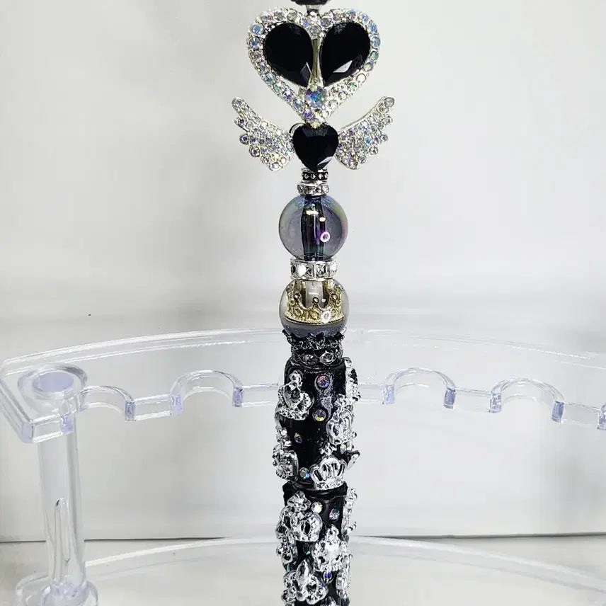 [BUNJANG] Handmade Heart Wing Black Ballpoint Pen Deco / 하트윙 블랙 수제 볼펜 볼꾸