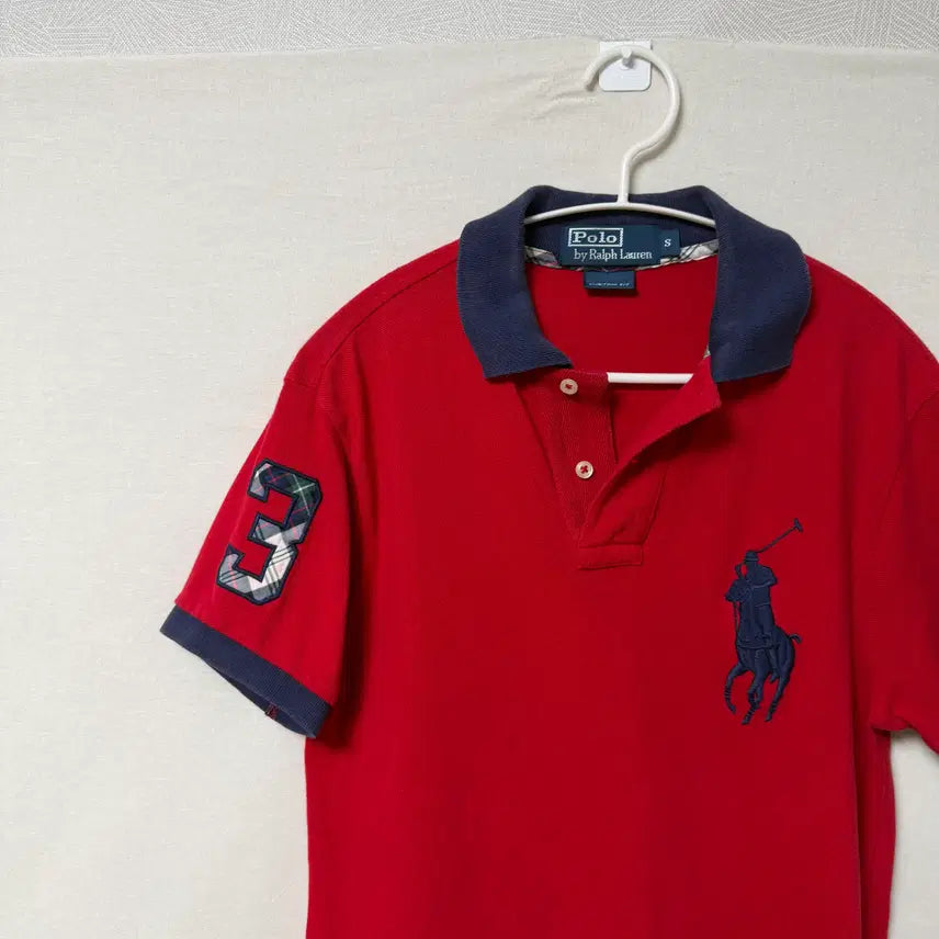[BUNJANG] Polo Ralph Lauren Big Pony Red Navy Check Custom Fit Short Sleeve Polo Shirt / 희귀) 폴로 랄프로렌 빅포니 레드 네이비 체크 커스텀핏 반팔 카라티