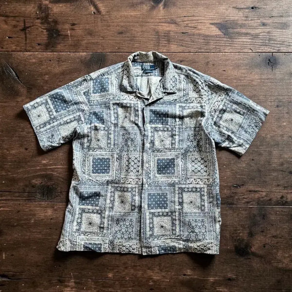 [BUNJANG] Polo Ralph Lauren Caldwell Bandana Patchwork Linen-Cotton Short-Sleeve Shirt XXL / [90s 아카이브] 폴로 랄프로렌 칼드웰 반다나 린넨-코튼 셔츠 (XXL