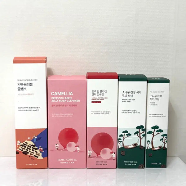 [BUNJANG] Roundlab Skincare Set (Cleanser, Cream, Tonic, Sun Serum) / [라운드랩] 약콩 클렌저 소나무 시카 크림 토닉 동백 선세럼 팩클렌저