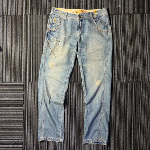 [BUNJANG] Thursday Island Light Wash Studded Denim Pants / 써스데이아일랜드 라이트 워시 스터드 데님 팬츠