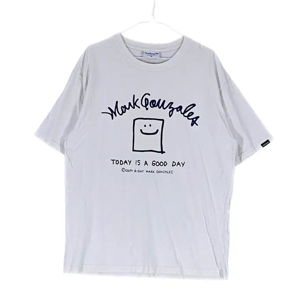[BUNJANG] Mark Gonzales Men's Oversized Casual Short Sleeve T-Shirt - White / 마크곤잘레스 남성 캐주얼한 오버핏 반팔티 100 화이트 00472