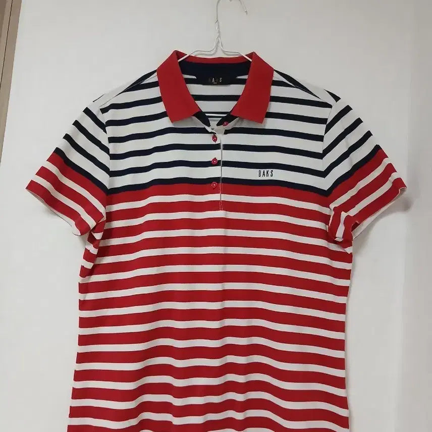 [BUNJANG] Daks Women's Striped Short-Sleeve Polo Shirt Size 105 / 닥스 여성 단가라 반팔 카라티 105