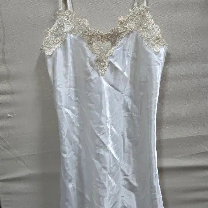 [BUNJANG] Silk Lace Detail Sleepwear - White / 슬립90