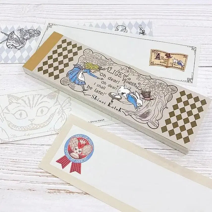 [BUNJANG] Shinzi Katoh Alice Illustration Long Memo Pad / 일본문구 신지카토 일러스트 롱 메모지