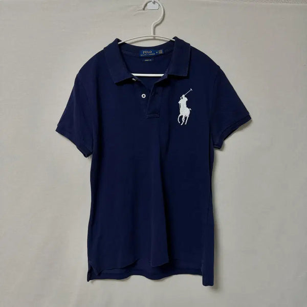 [BUNJANG] Polo Ralph Lauren White Big Pony Skinny Fit Navy Short Sleeve Polo Shirt / 폴로 랄프로렌 화이트 빅포니 스키니핏 네이비 반팔 카라티