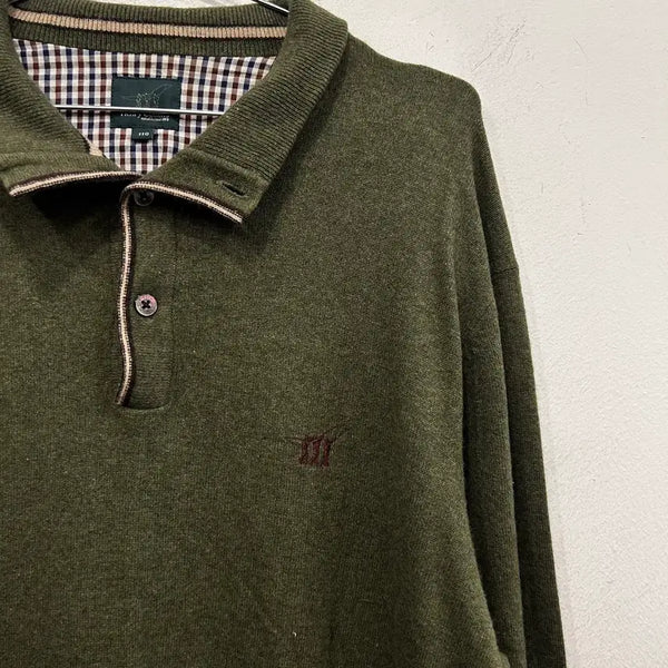 [BUNJANG] Henry Cotton's Small Logo Henry Neck Layered Knit / 헨리코튼 스몰로고 히이 헨리넥 레이어드 니트