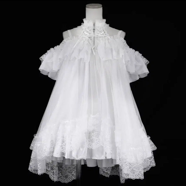[BUNJANG] Majoh Lolita Dress Corset Set - Pure White / 마죠흐 majoh 로리타 드레스 원피스 순백 코르셋 세트 일괄 양산형
