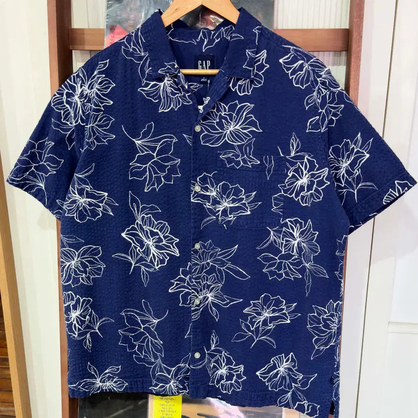 [BUNJANG] GAP Seersucker Hawaiian Shirt / GAP 갭 시어서커 하와이안 셔츠