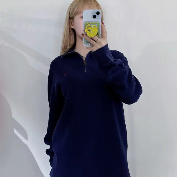 [BUNJANG] Polo Ralph Lauren Pony Navy Half-Zip Knit (M) / 폴로랄프로렌 포니 네이비 반집업 니트