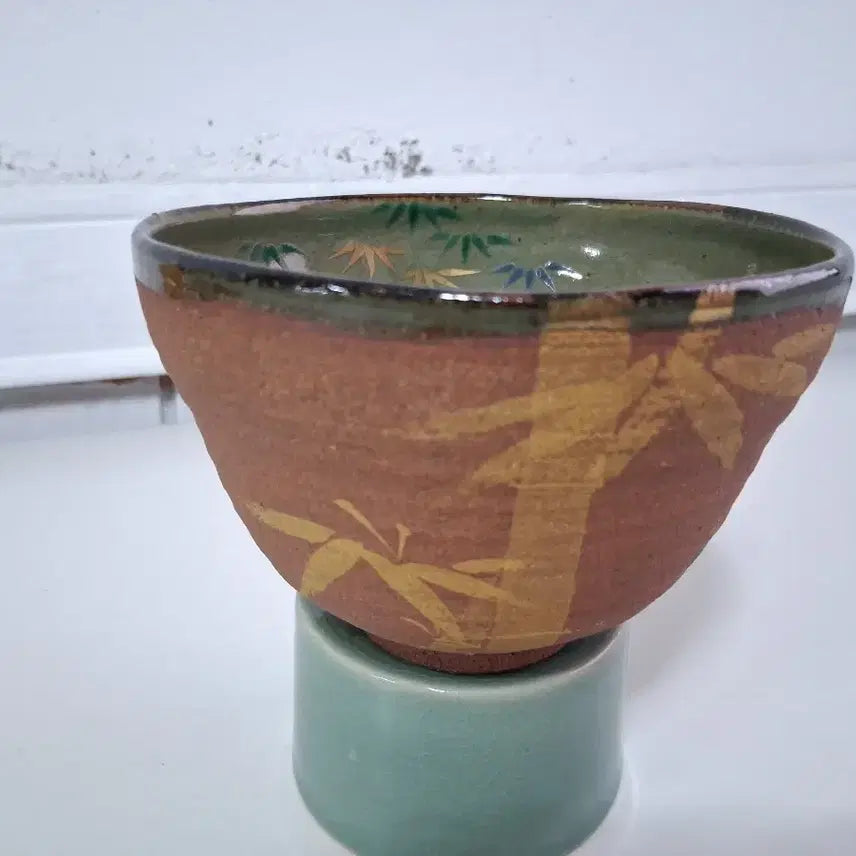 [BUNJANG] Japanese Chawan Tea Bowl with Golden Bamboo Motif / 일본 다완 찻사발