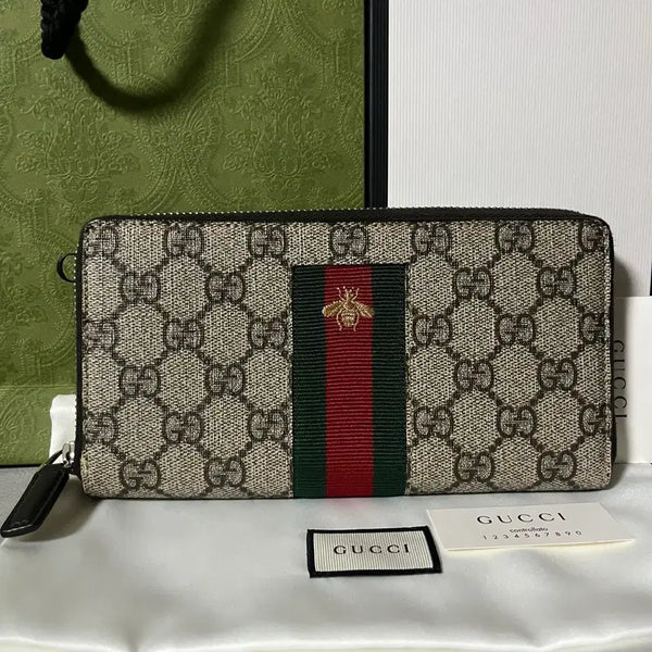 [BUNJANG] Gucci Supreme Web Zip Long Wallet / [새상품급,풀구성] 구찌 슈프림 웹 지퍼 장지갑