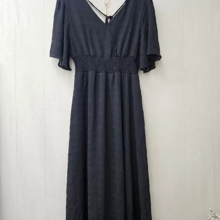 [BUNJANG] Puff Shirring Wrap Long Dress / 퍼프셔링 랩 롱원피스  ~66