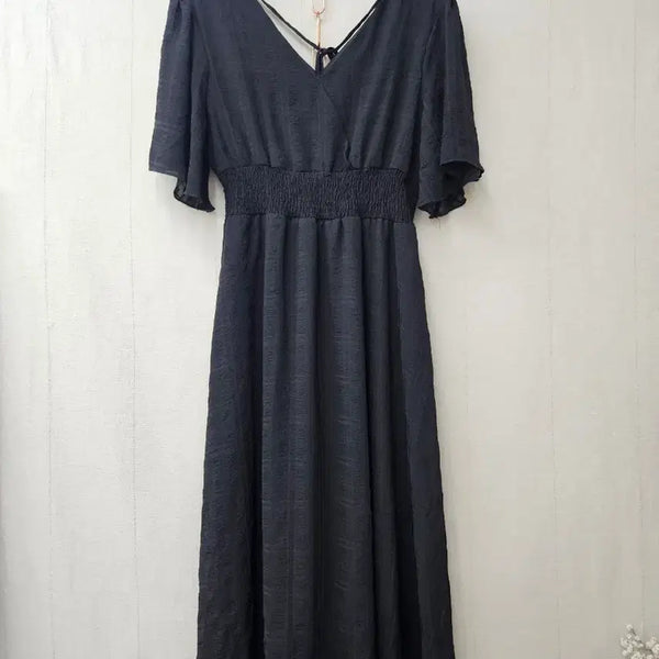 [BUNJANG] Puff Shirring Wrap Long Dress / 퍼프셔링 랩 롱원피스  ~66